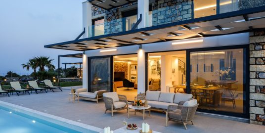 Luxurious brand new stone villa with panoramic sea & mountain views in Kefalas